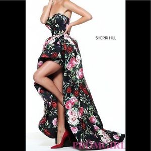 Sherri Hill Black Strapless Prom Gown